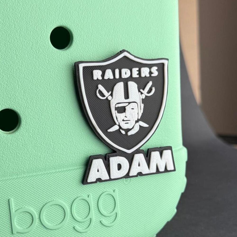 Personalized Raiders Bogg Bag Name Tag, Raiders Bogg Bag Charms